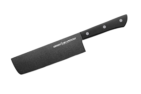 SHADOW Nakiri knife with black non-stick coating 6.7'/170 mm. Blade Hardness: 59 HRC