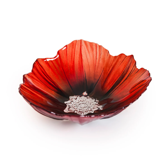 Målerås glasbruk Poppy kulho keskikoko Punainen-musta