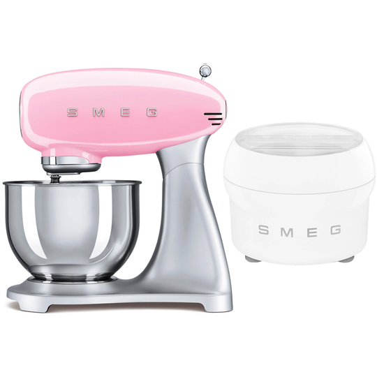 Smeg Yleiskone, jossa jäätelökone, pastellipinkki