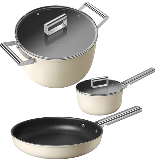Smeg Kattila- ja pannusarja, 3 osaa, creme