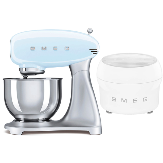 Smeg Yleiskone, jossa jäätelökone, pastellinsininen