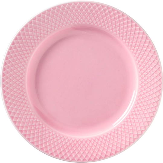 Lyngby Porcelæn Rhombe-aamiaislautanen, 21cm, roosa