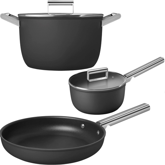 Smeg Kattila- ja pannusarja, 3 osaa, musta