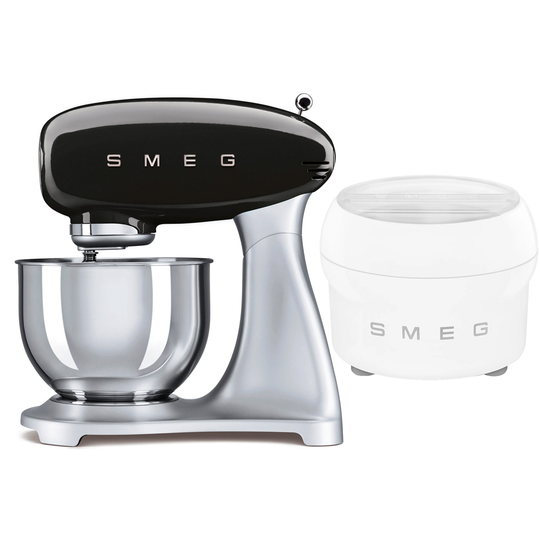Smeg Yleiskone, jossa jäätelökone, musta/teräs