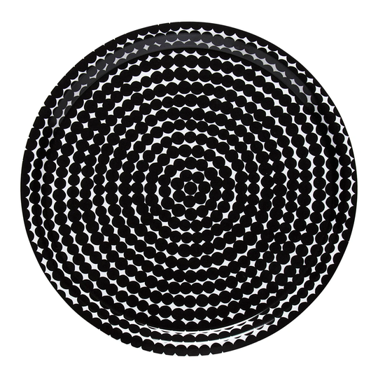 Marimekko Räsymatto tarjotin, Ø 31 cm Musta-valkoinen