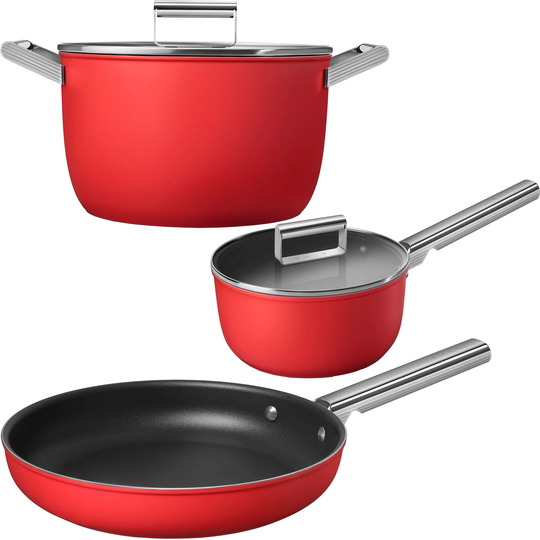 Smeg Kattila- ja pannusarja, 3 osaa, punainen