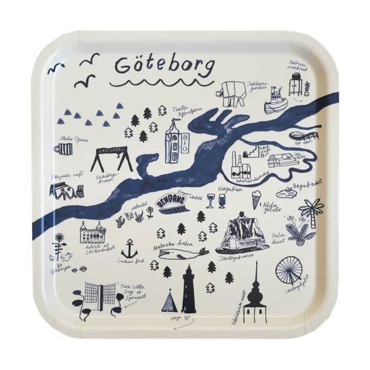 Fine Little Day Gothenburg tarjotin 32 x 32 cm White-Blue