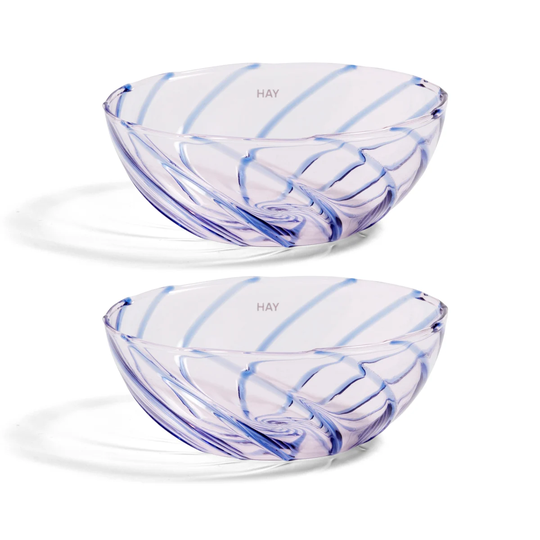HAY Spin kulho Ø8,5 cm 2-pack Vaaleanpunainen-Sininen viiva