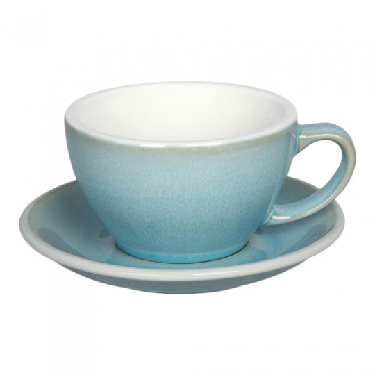 Café latte-kuppi ja lautanen Loveramics Egg Ice Blue, 300 ml