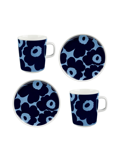 Unikko-aamiaissetti, 2 kpl muki + 2 kpl lautanen
