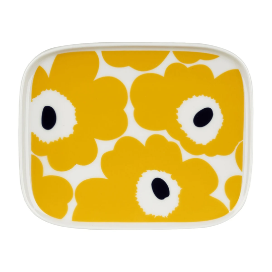 Marimekko Unikko lautanen 12x15 cm Valkoinen-keltainen