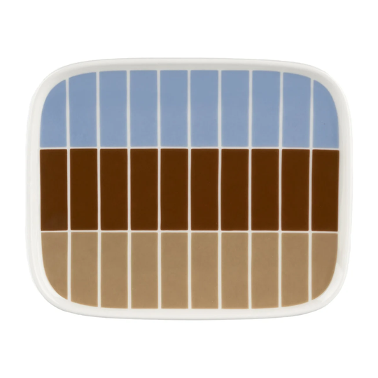 Marimekko Tiiliskivi lautanen 12 x 15 cm Vaaleansininen-punaruskea-beige