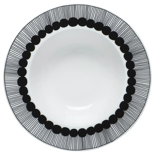 Marimekko Siirtolapuutarha syvä lautanen Ø 20 cm musta-valkoinen